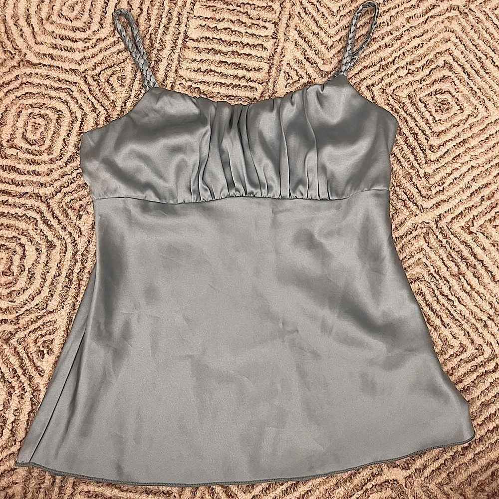 BCX Silver Gray Satin Ruched Bust Camisole